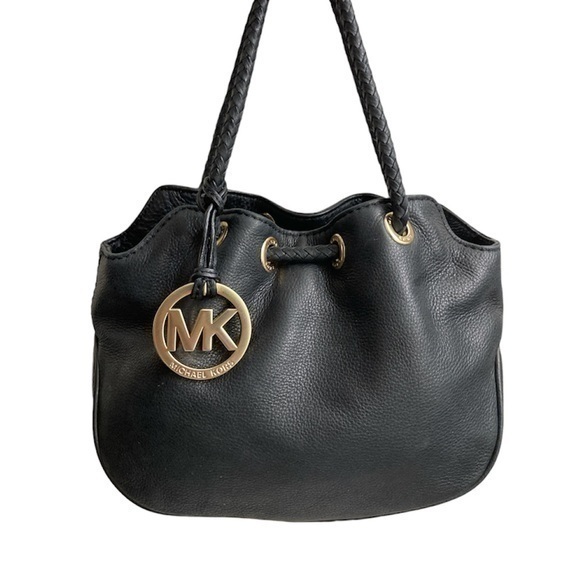 Michael kors mini black leather drawstring bag - Picture 1 of 12